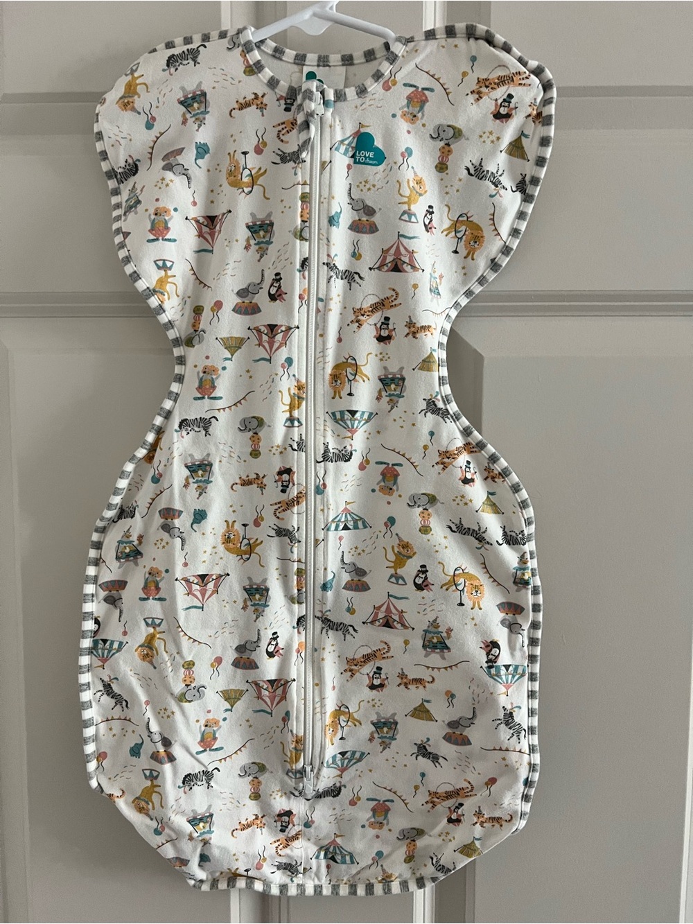 Love to Dream White Sleep Sack with Circus Animal Print